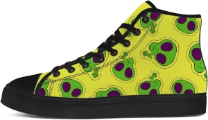 Alien Shoes for Men Women Funny High Top Canvas Sneakers Lace Up Casual Walking Shoes Gifts for Dad Mom