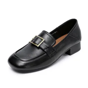 Babakud Women Spring Retro Leather Soft Sole Loafers