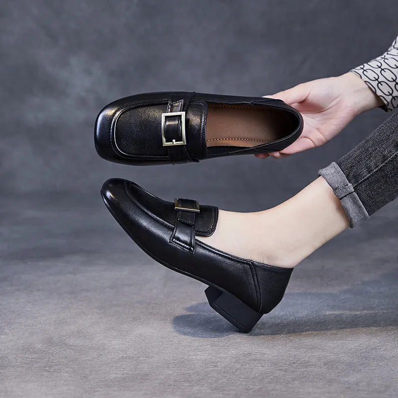 Babakud Women Spring Retro Leather Soft Sole Loafers