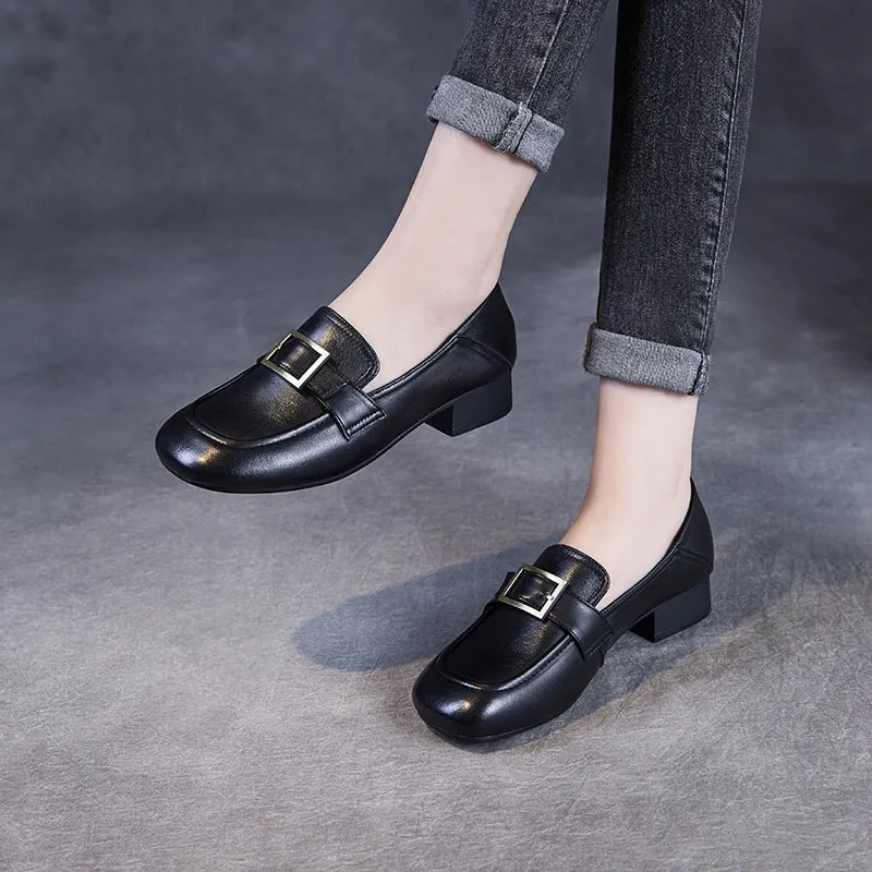 Babakud Women Spring Retro Leather Soft Sole Loafers