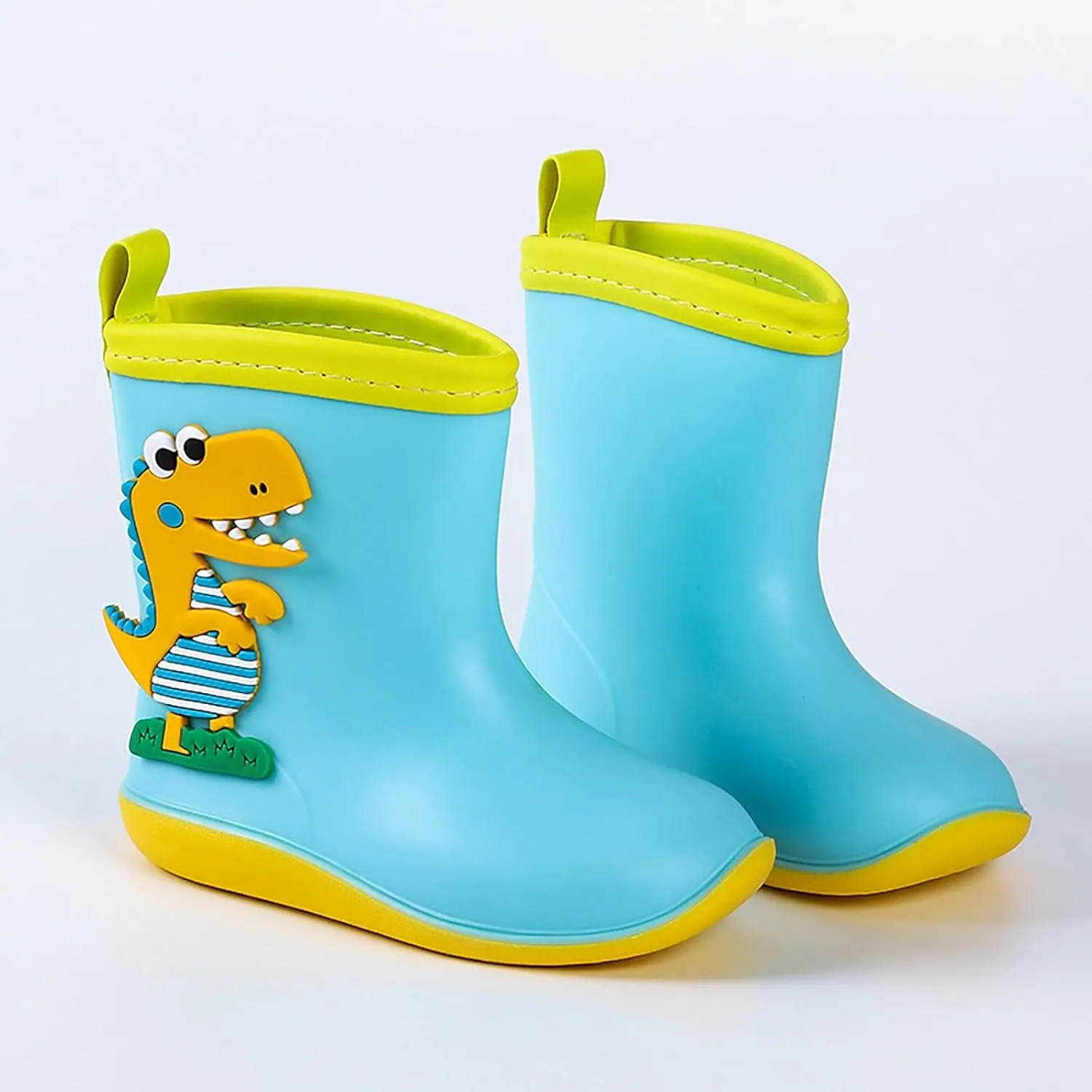 Baby Kids Easy On Rain Shoes Boots for Toddler Little Kid Dinosaur Print Rainboots Waterproof Rubber Boots Non Slip