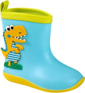Baby Kids Easy On Rain Shoes Boots for Toddler Little Kid Dinosaur Print Rainboots Waterproof Rubber Boots Non Slip