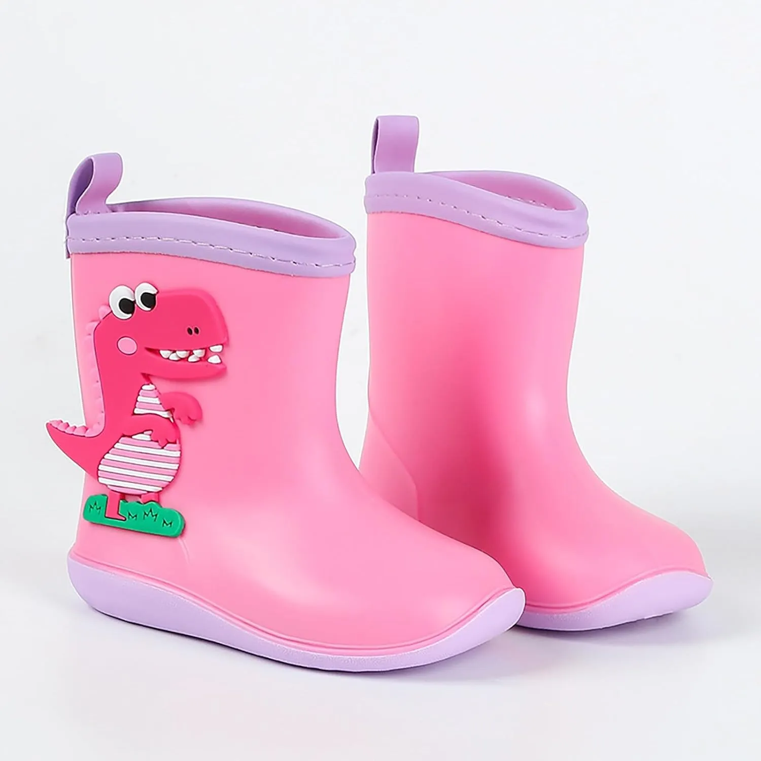 Baby Kids Easy On Rain Shoes Boots for Toddler Little Kid Dinosaur Print Rainboots Waterproof Rubber Boots Non Slip