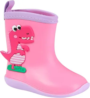 Baby Kids Easy On Rain Shoes Boots for Toddler Little Kid Dinosaur Print Rainboots Waterproof Rubber Boots Non Slip