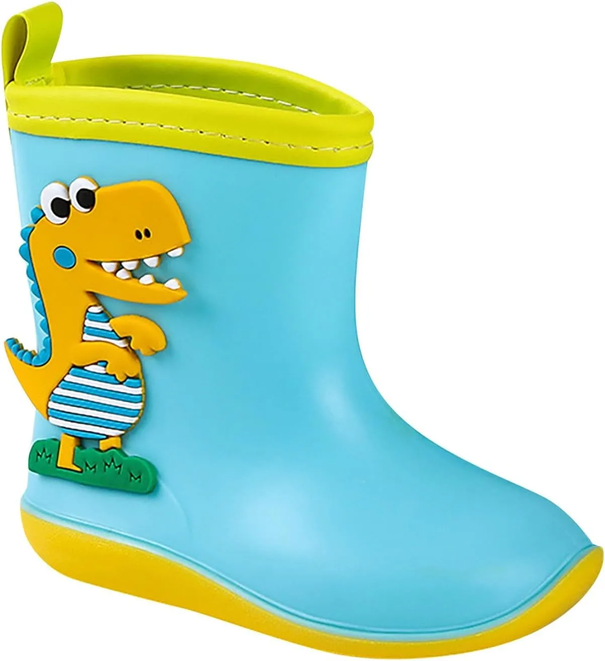 Baby Kids Easy On Rain Shoes Boots for Toddler Little Kid Dinosaur Print Rainboots Waterproof Rubber Boots Non Slip