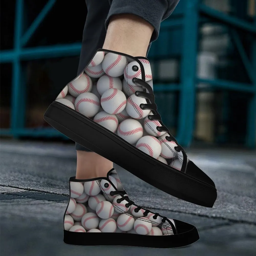 Baseball Shoes High Top Canvas Sneakers Lace Up Casual Walking Shoes for Men Women