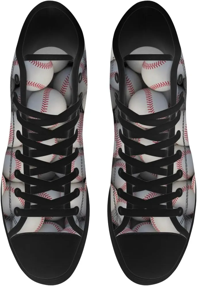 Baseball Shoes High Top Canvas Sneakers Lace Up Casual Walking Shoes for Men Women