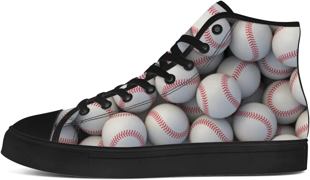 Baseball Shoes High Top Canvas Sneakers Lace Up Casual Walking Shoes for Men Women