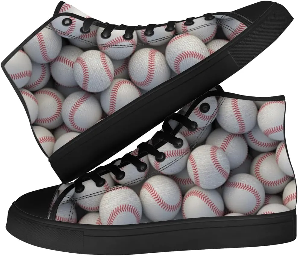 Baseball Shoes High Top Canvas Sneakers Lace Up Casual Walking Shoes for Men Women