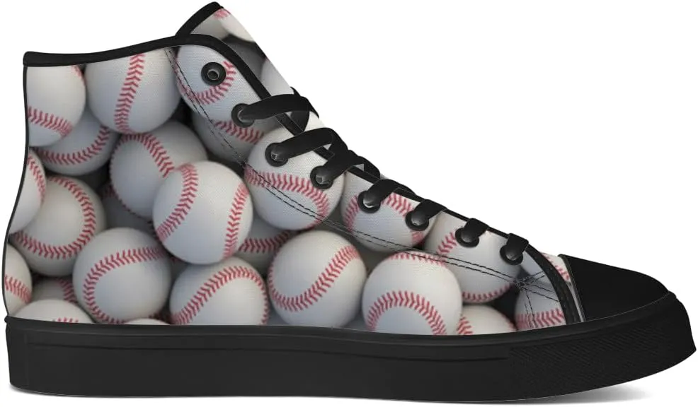 Baseball Shoes High Top Canvas Sneakers Lace Up Casual Walking Shoes for Men Women