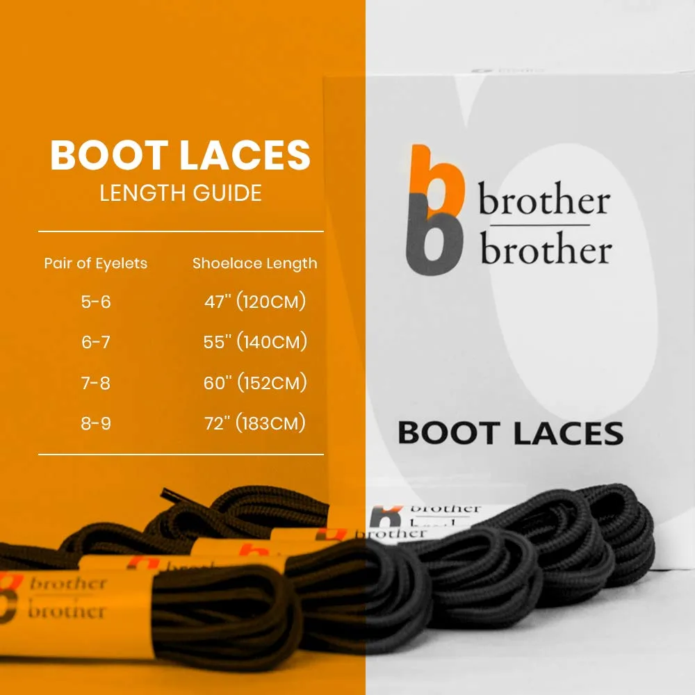 BB BROTHER BROTHER Boot Laces (5 Pairs) of Heavy Duty and Durable Round Shoelaces for Work, Hiking and Walking Boots 47'' Inches (120CM) Black