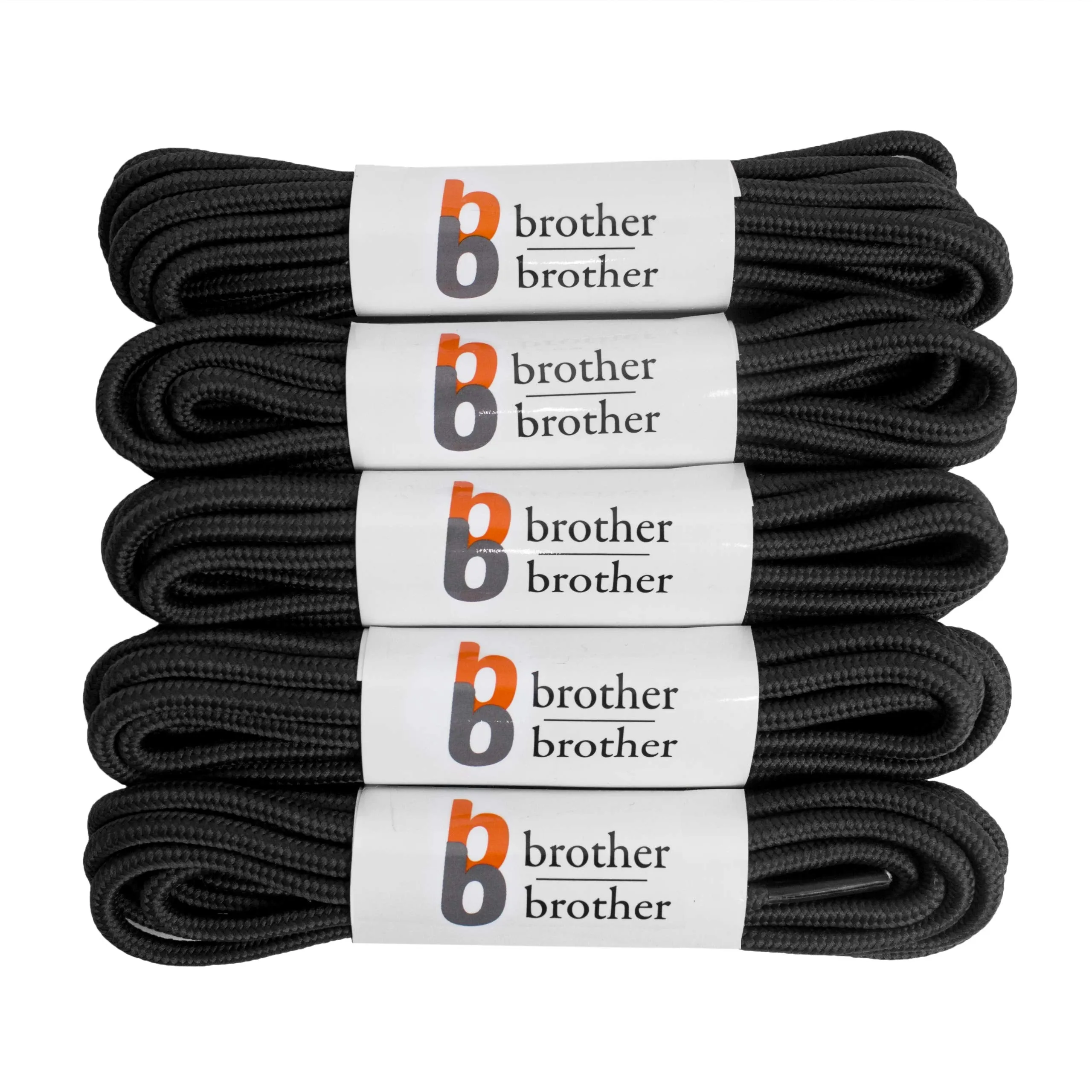 BB BROTHER BROTHER Boot Laces (5 Pairs) of Heavy Duty and Durable Round Shoelaces for Work, Hiking and Walking Boots 47'' Inches (120CM) Black