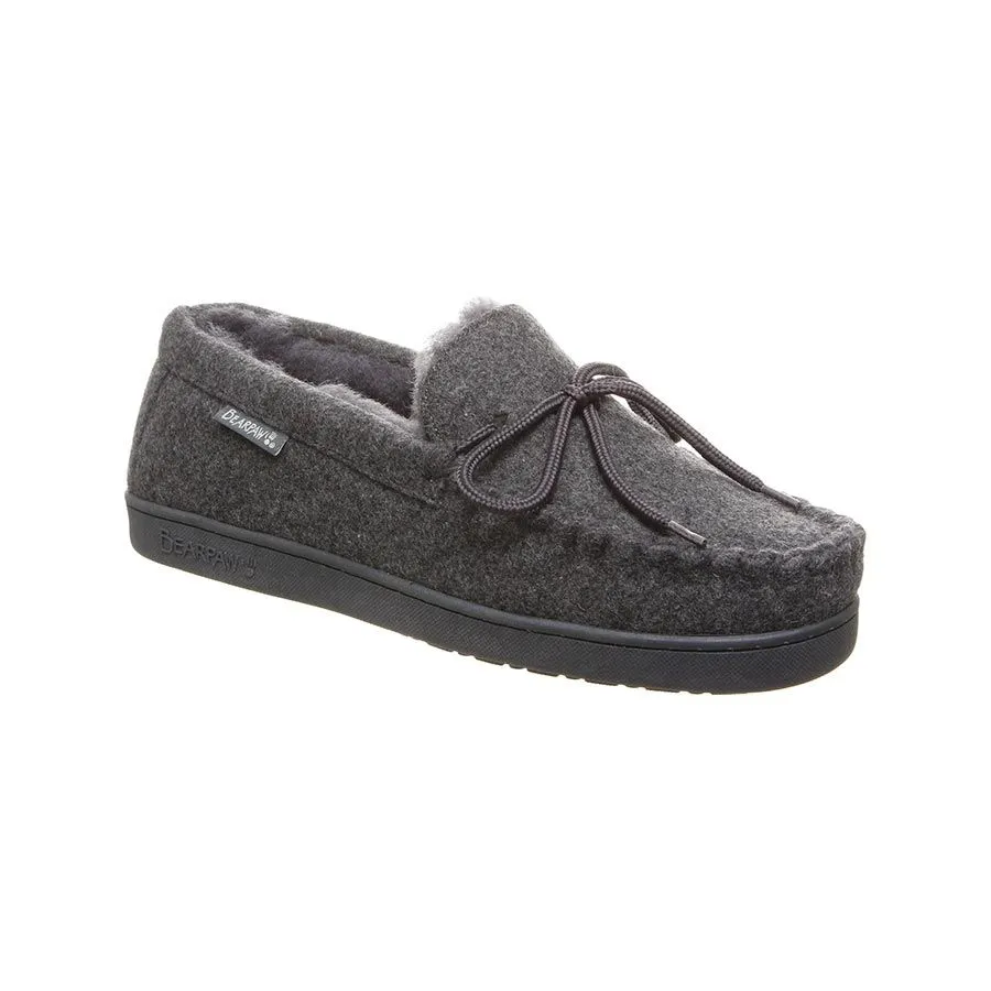 Bearpaw Mens Moc II Gray Suede Sheep Lined Warm Comfortable Moccasins