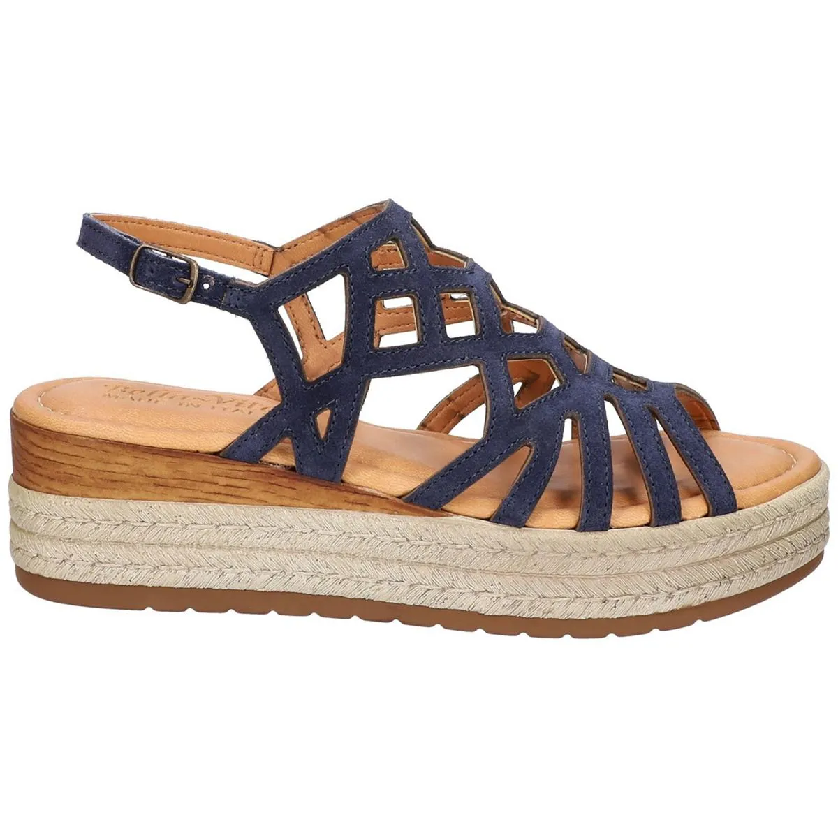 Bella Vita Womens Zip Italy Leather Espadrilles Wedge Sandals