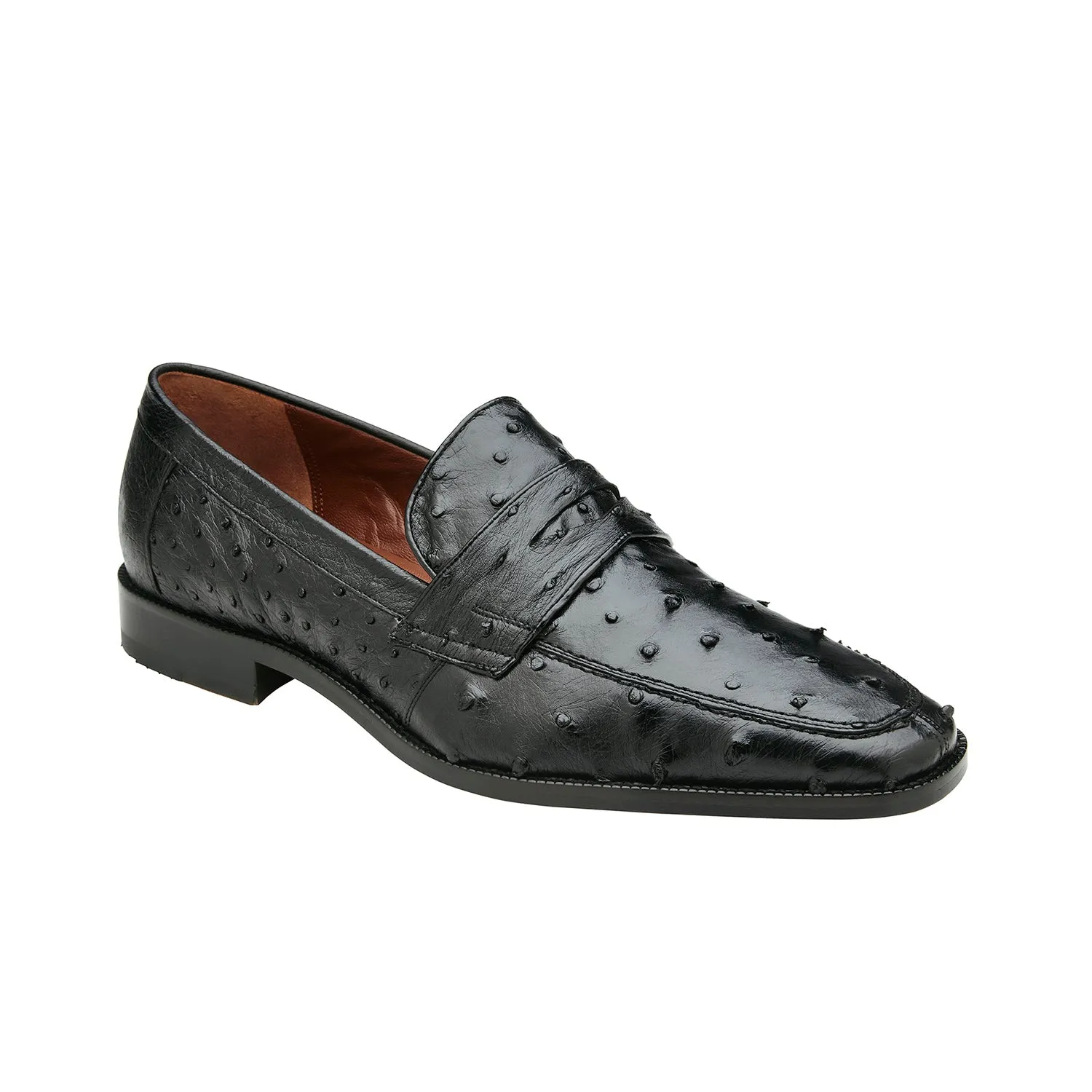 Belvedere Espada Men's Shoes Exotic Genuine Ostrich Split-Toe Penny Loafers (BV3153)