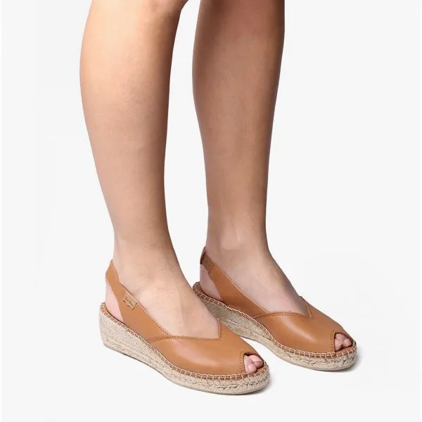 BERNIA Ladies Leather Slingback Espadrilles Tan