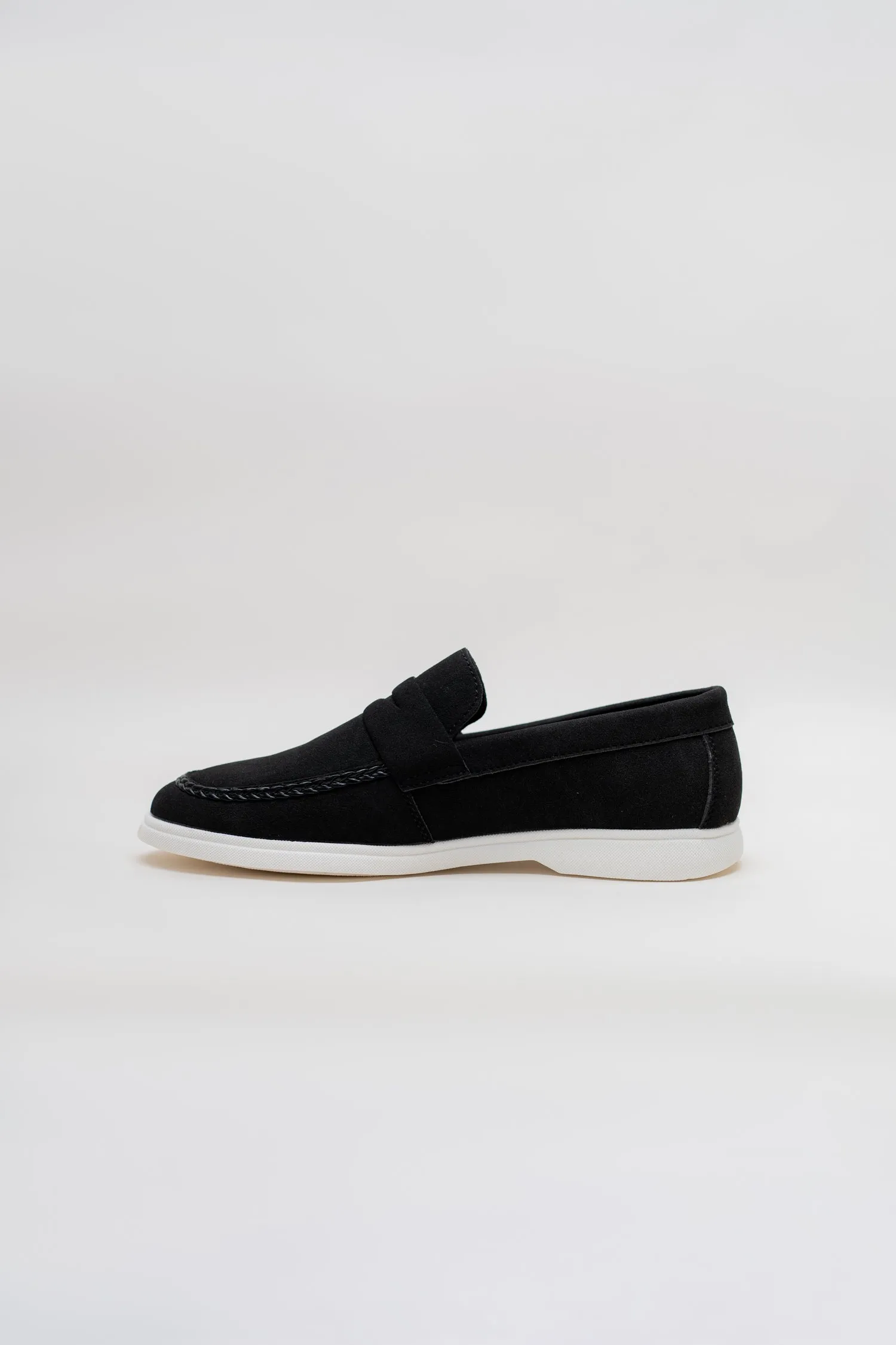 BLACK SUEDE PENNY LOAFERS