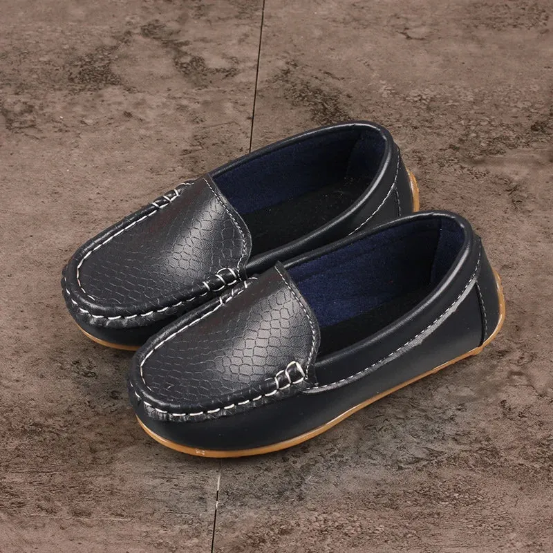 Boys Soft Loafers Slip-on PU Leather Shoes Moccasin