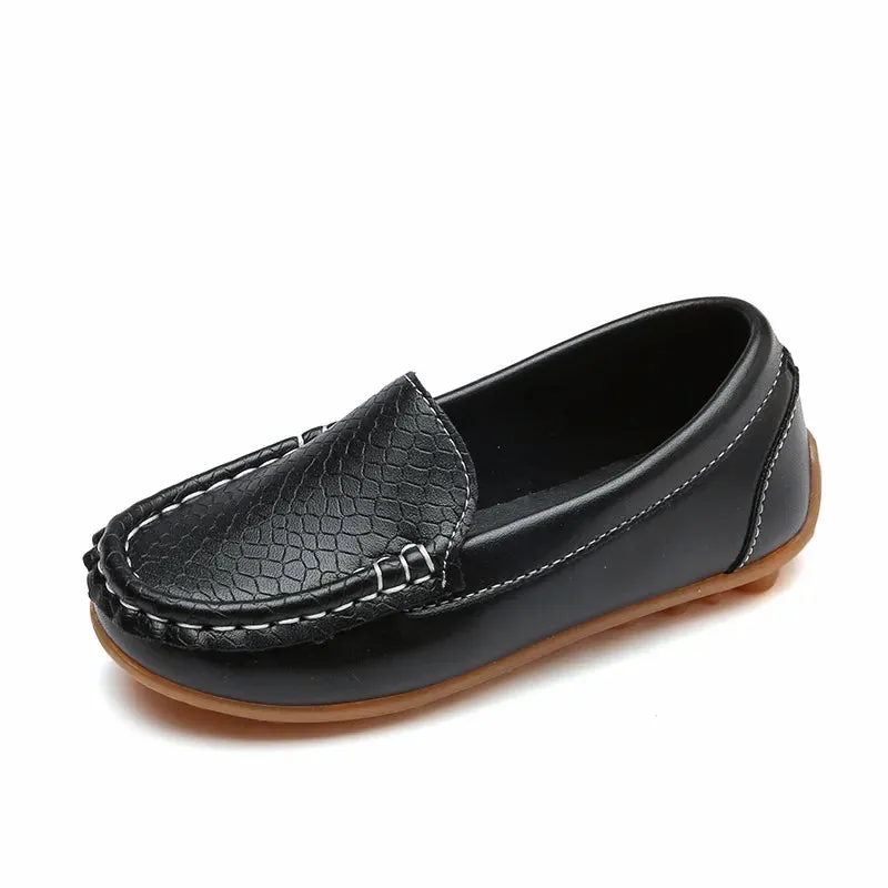 Boys Soft Loafers Slip-on PU Leather Shoes Moccasin