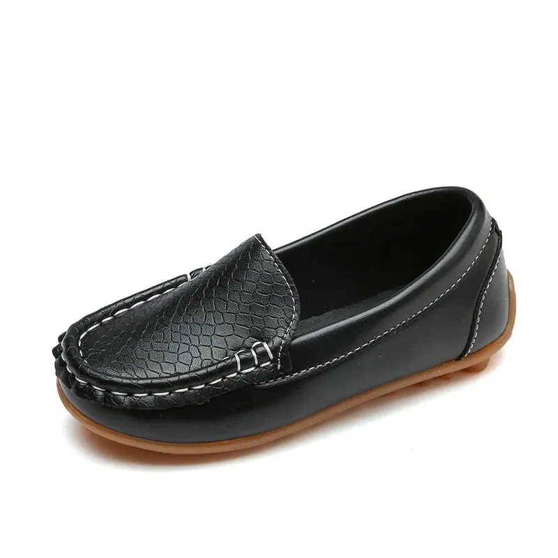Boys Soft Loafers Slip-on PU Leather Shoes Moccasin