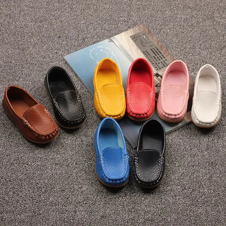 Boys Soft Loafers Slip-on PU Leather Shoes Moccasin