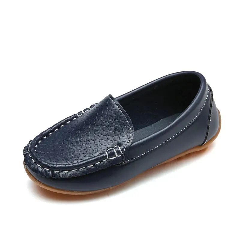 Boys Soft Loafers Slip-on PU Leather Shoes Moccasin