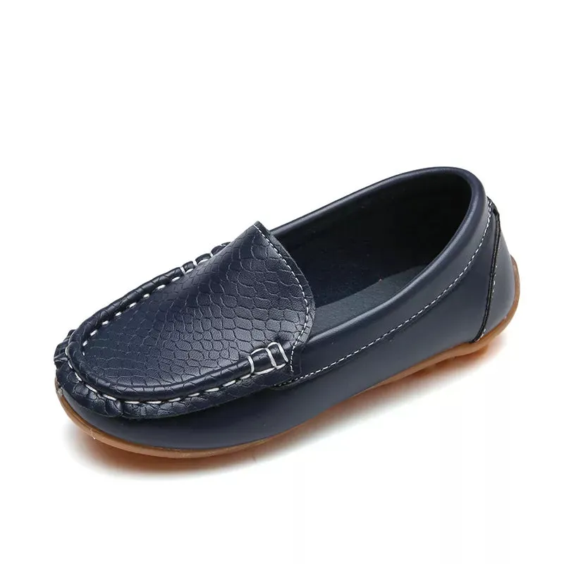 Boys Soft Loafers Slip-on PU Leather Shoes Moccasin