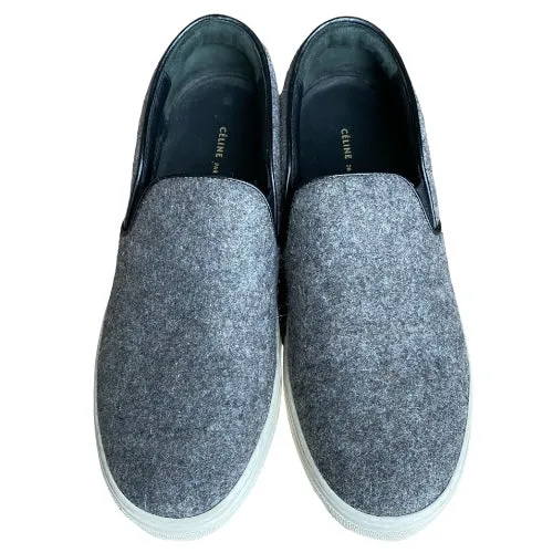 CELINE Slip On Sneakers Wool Heather Grey, Size 40