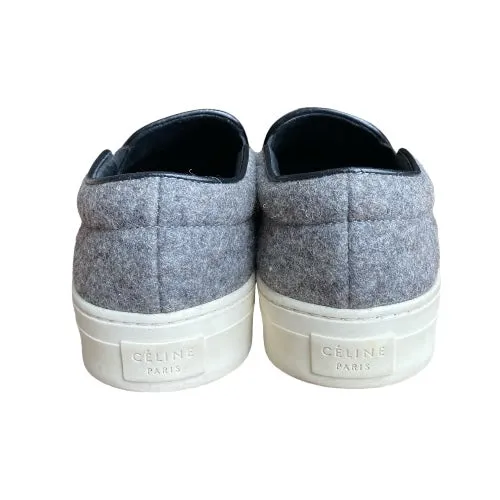 CELINE Slip On Sneakers Wool Heather Grey, Size 40