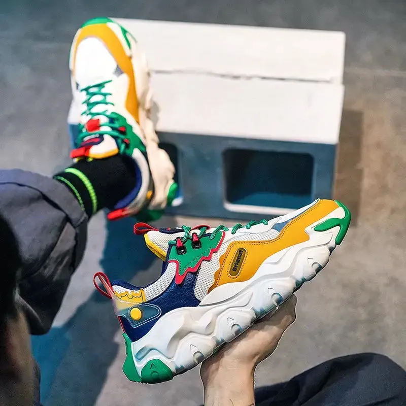 Chunky PU Non Slip Lace Up Sneakers