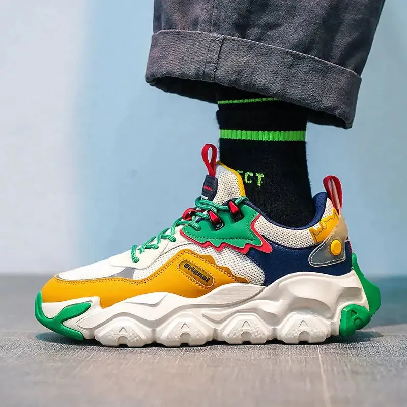 Chunky PU Non Slip Lace Up Sneakers