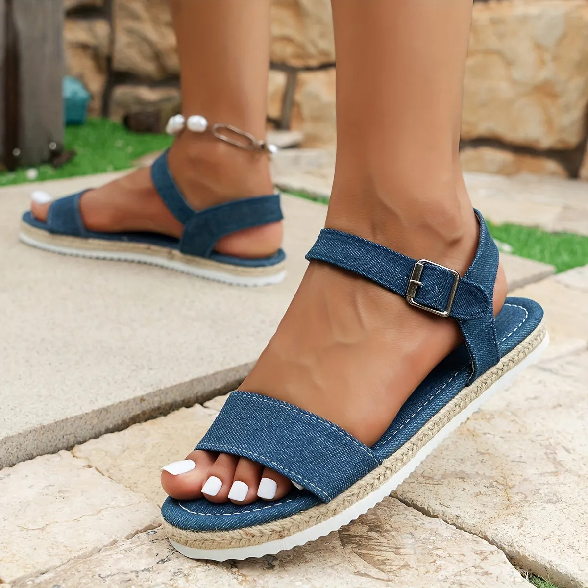 Dames Zomerse Sandalen in Vintage Stijl - Denim Espadrilles, Comfortabel & Lichtgewicht