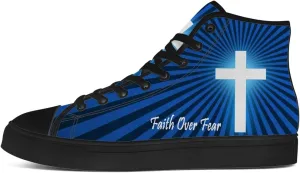 Faith Shoes for Men Women Faith Over Fear High Top Canvas Sneakers Lace Up Casual Walking Shoes Gifts for Dad Mom