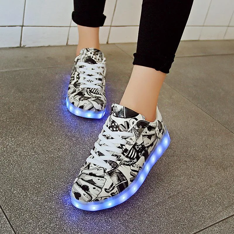 Fashion Graffiti Casual LED Colorful Luminous Shoes