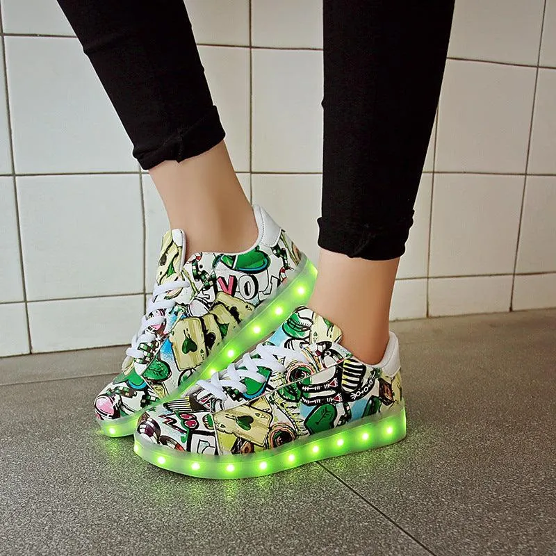 Fashion Graffiti Casual LED Colorful Luminous Shoes