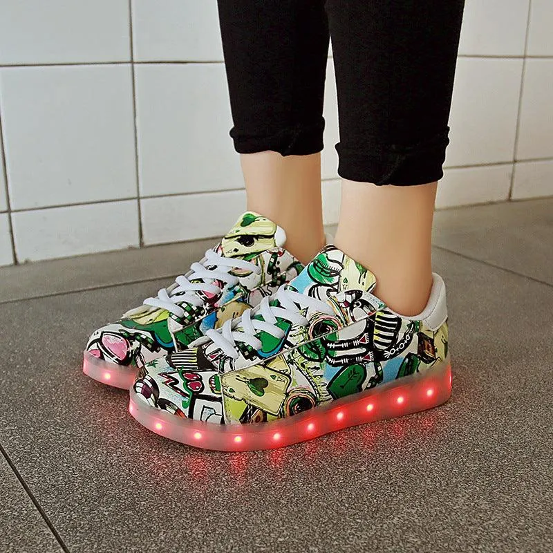 Fashion Graffiti Casual LED Colorful Luminous Shoes