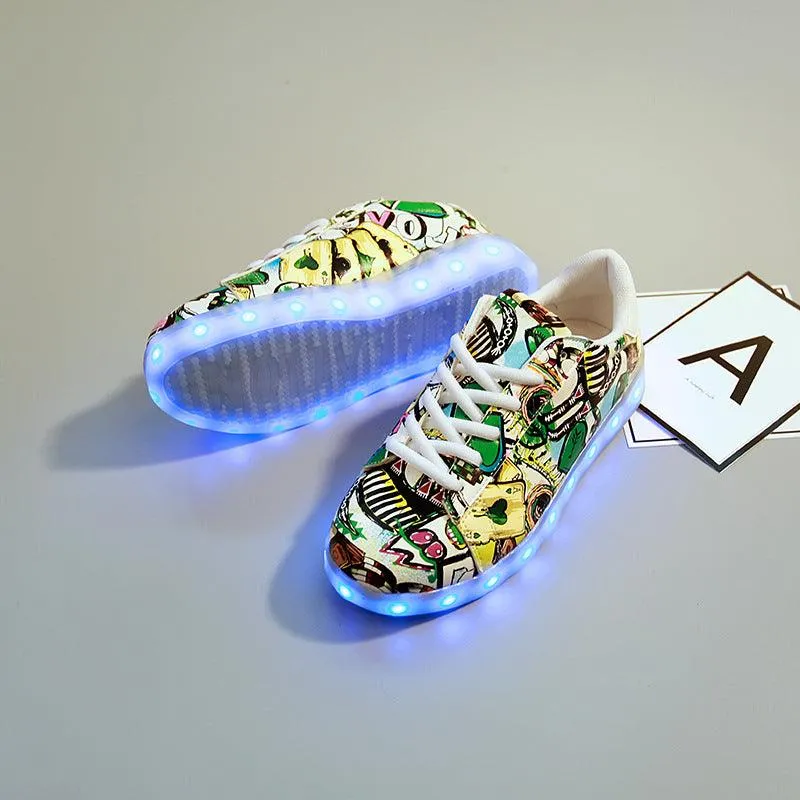 Fashion Graffiti Casual LED Colorful Luminous Shoes