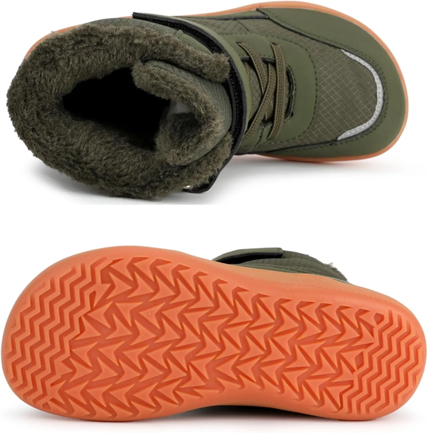 Fuzzy Lined Warm Snow Booties For Childrens Boys Girls Kids Open Toe Leather Soft Sole Boots Shoes Non Slip Sneaker