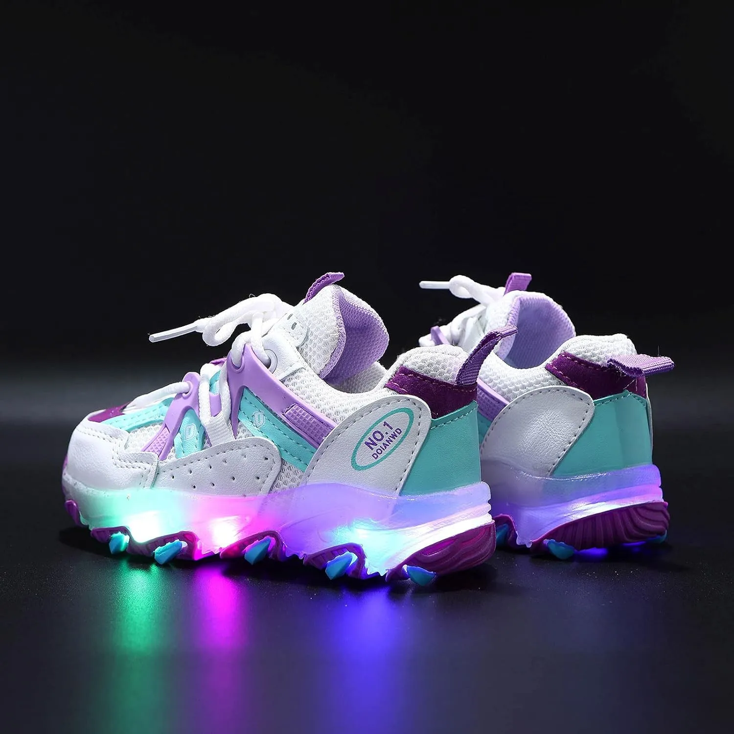 Gaoqi Toddler Newborn Sneaker Breathable Sports Shoes LED Light Shoes Luminous Running Shoes Soft Sole Luminous Sneaker (Purple, 5.5-6Years Little Kid)