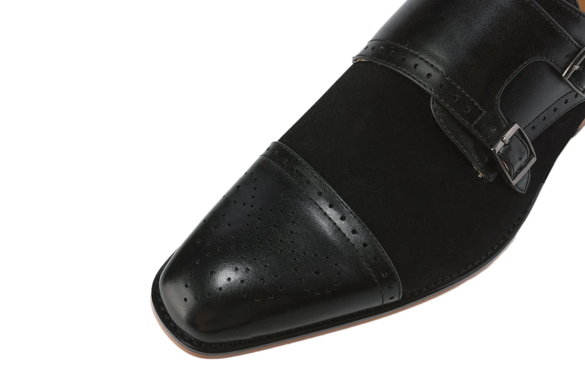 Gino Vitale Men's Double Monk Strap Two-Tone Loafer