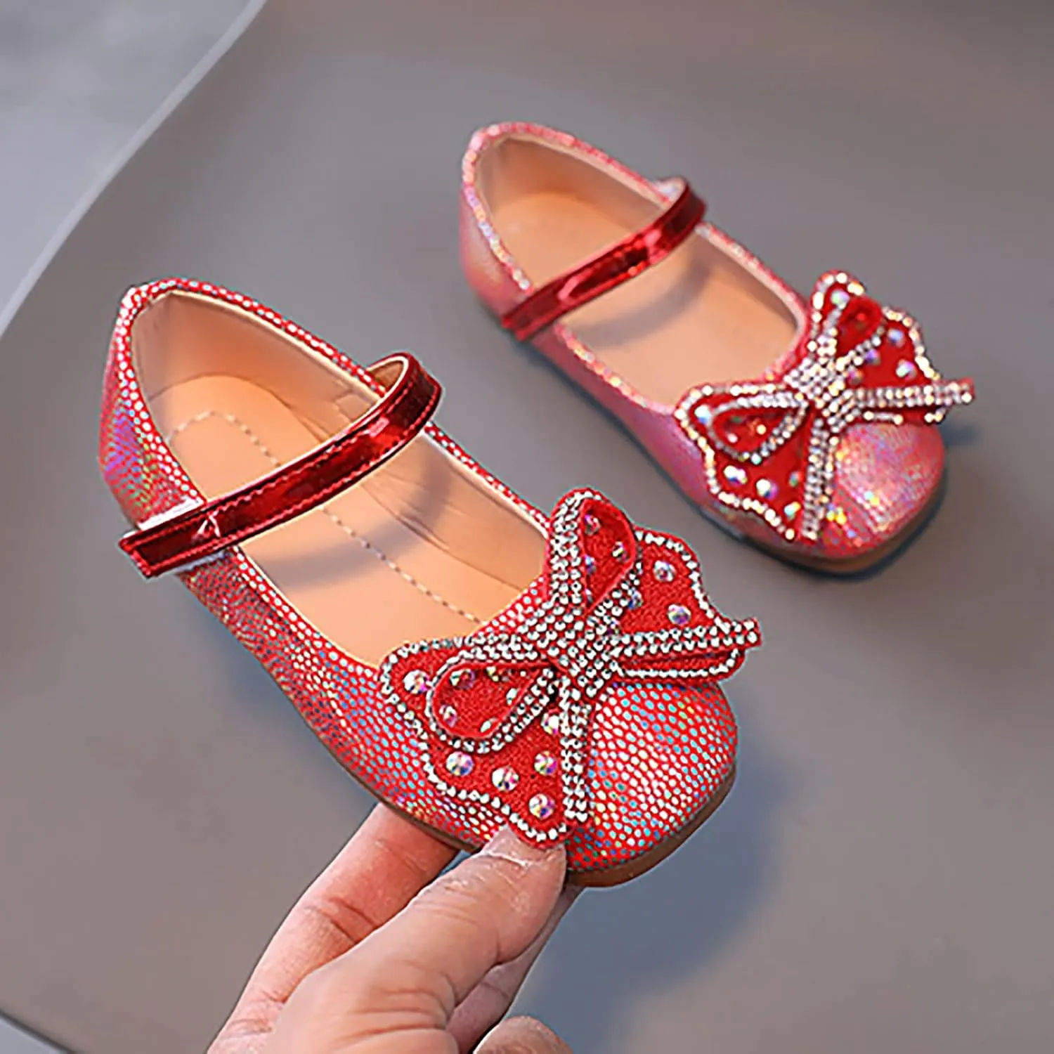 Girls Kids Ankle Dress Shoes Bow Pearl Sequins Glitter Sandals Baby Toddler Dance Ballet Summer Light Shoes