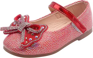Girls Kids Ankle Dress Shoes Bow Pearl Sequins Glitter Sandals Baby Toddler Dance Ballet Summer Light Shoes