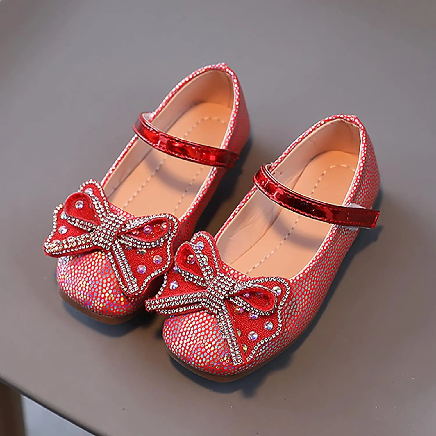 Girls Kids Ankle Dress Shoes Bow Pearl Sequins Glitter Sandals Baby Toddler Dance Ballet Summer Light Shoes