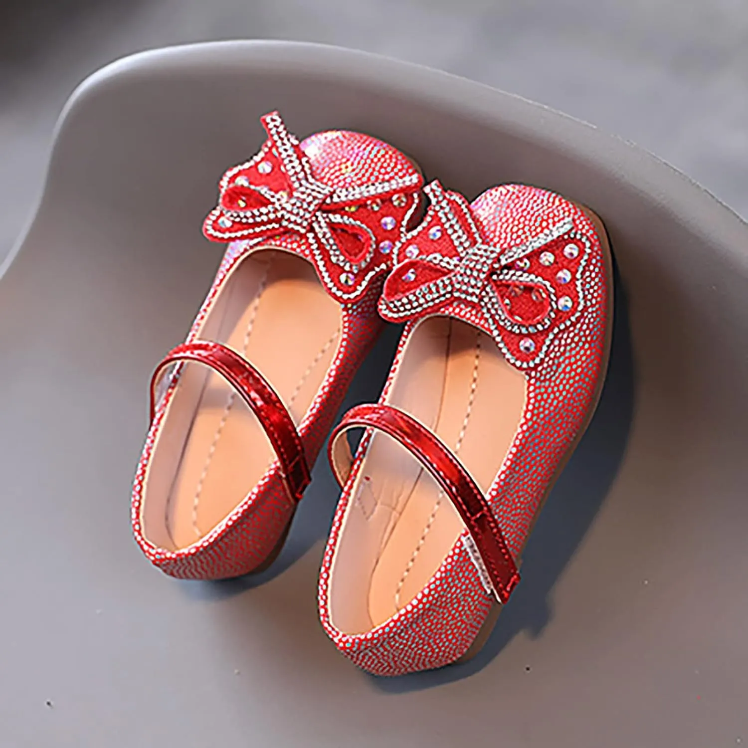 Girls Kids Ankle Dress Shoes Bow Pearl Sequins Glitter Sandals Baby Toddler Dance Ballet Summer Light Shoes