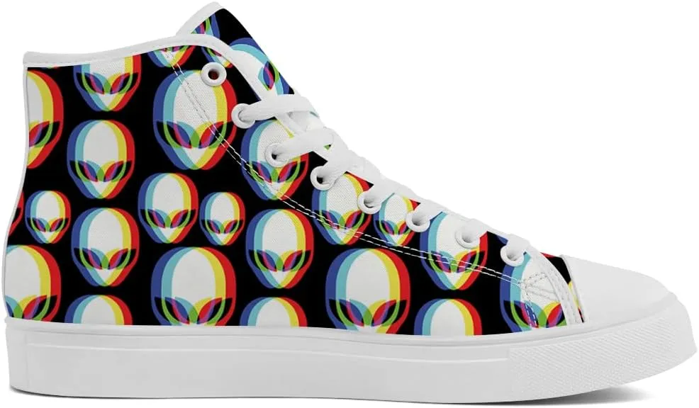 High Shoes for Men Women Alien High Top Canvas Sneakers Lace Up Casual Walking Shoes Gifts for Boys Girls