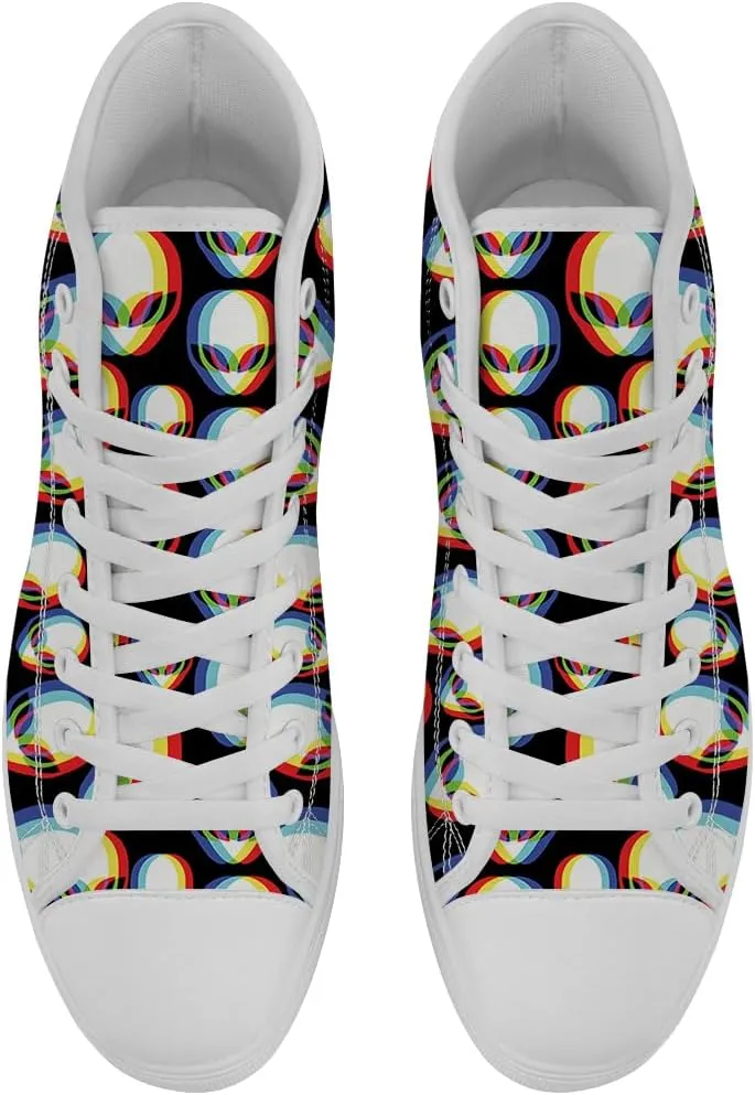 High Shoes for Men Women Alien High Top Canvas Sneakers Lace Up Casual Walking Shoes Gifts for Boys Girls