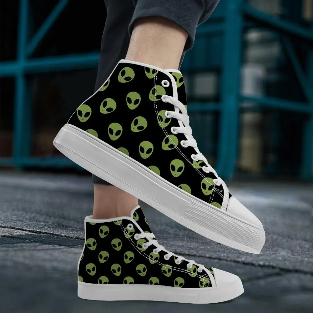 High Shoes for Men Women Alien High Top Canvas Sneakers Lace Up Casual Walking Shoes Gifts for Boys Girls