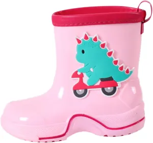 IWIHMIV Lightwight Waterproof Rain Boots Rubber Children Water Shoes Dinosaur Rain Boots for Boys