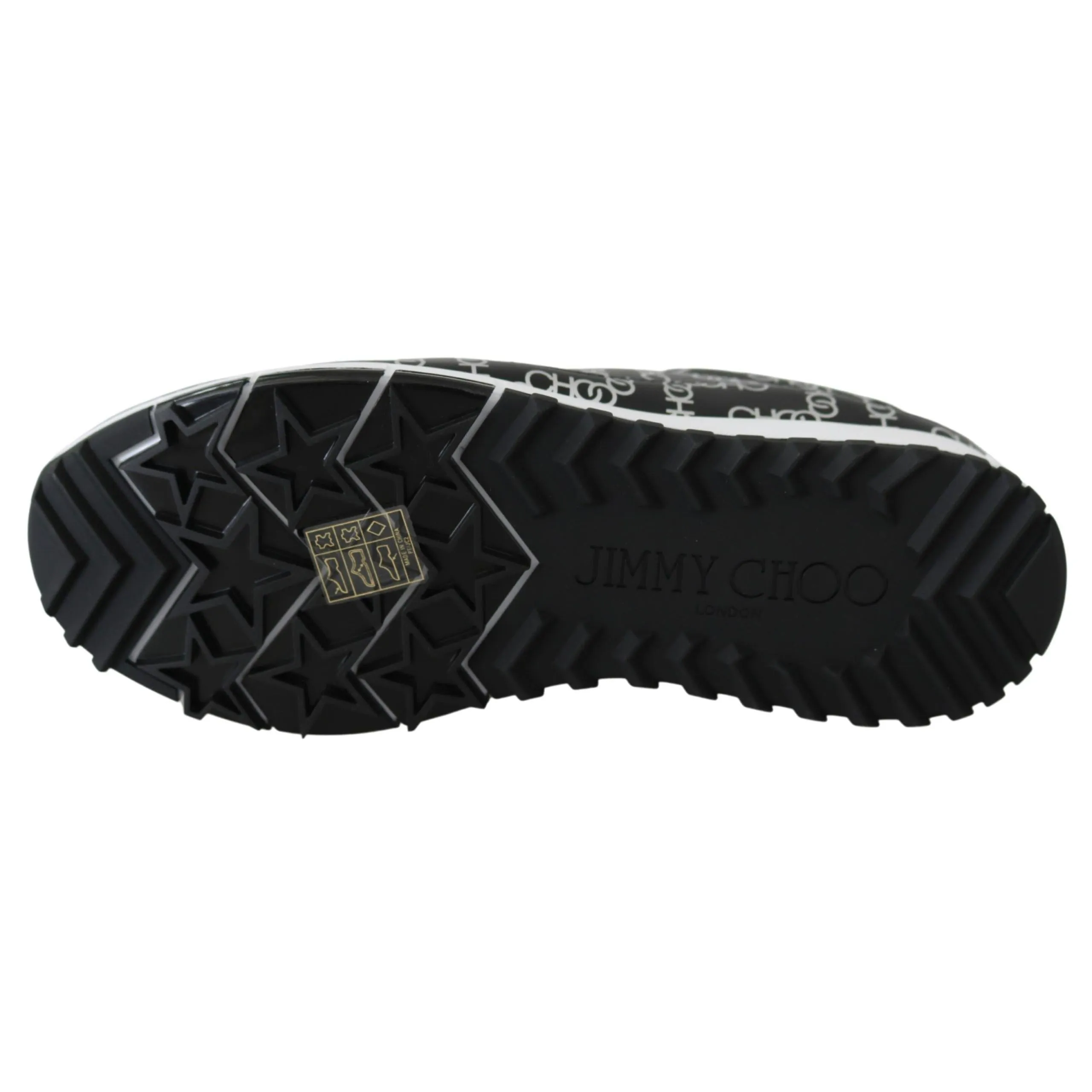 Jimmy Choo Elegant Black & Silver Leather Sneakers