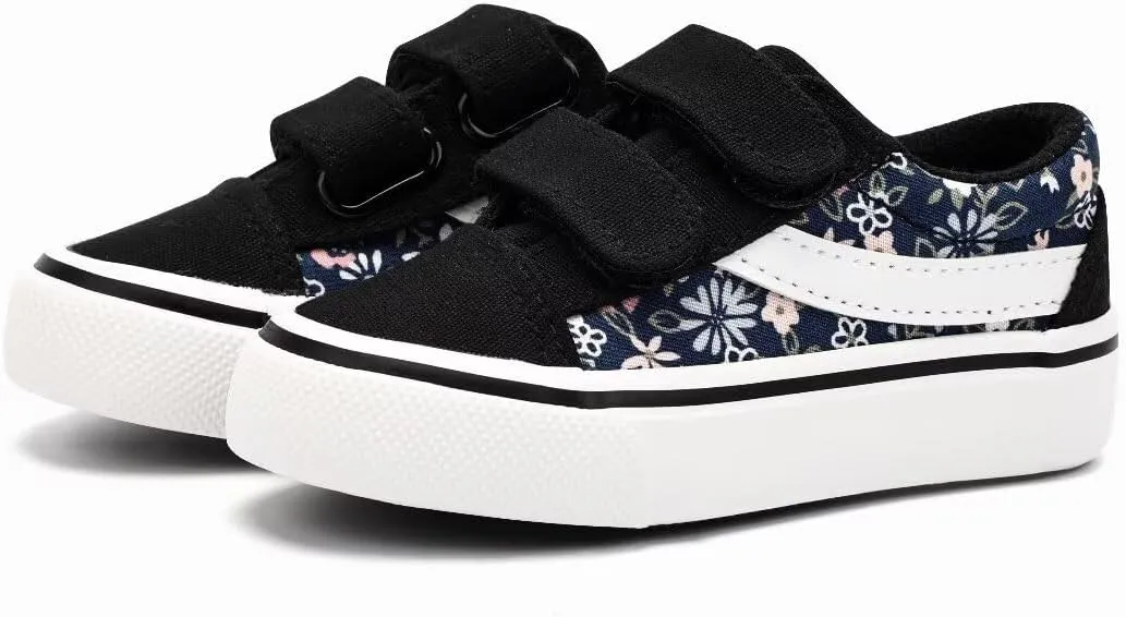 JUDIS Kids Canvas Shoes Dual Adjustable Hook and Loop Casual Sneakers Boys and Girls Fashion Shoes